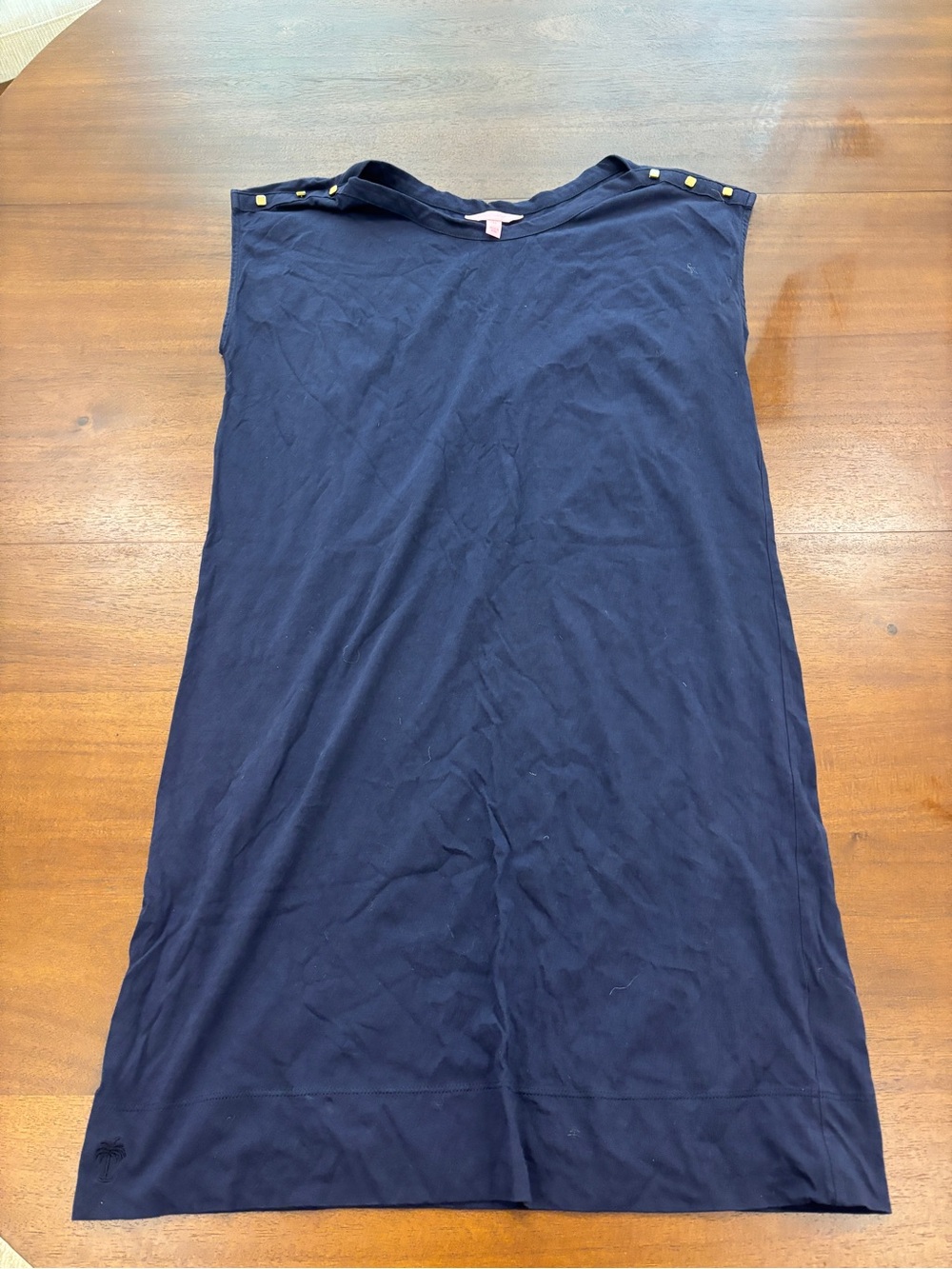 Lilly Pulitzer Navy Sleeveless Knit Dress with Gold Button Accents
